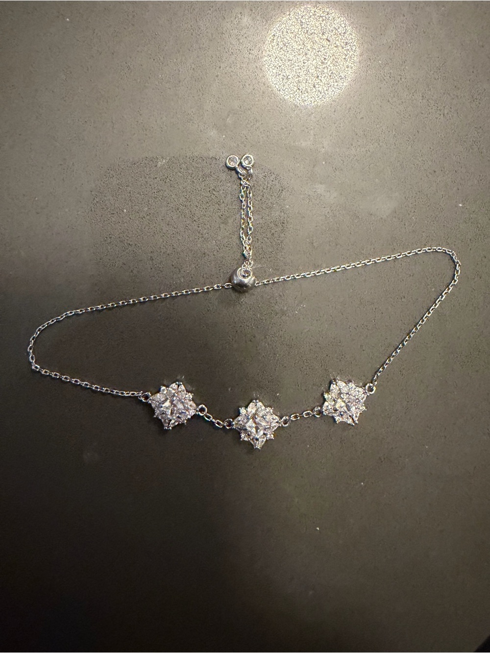 NWOT Delicate 925 Silver Starburst Cubic Zirconia Bracelet - White